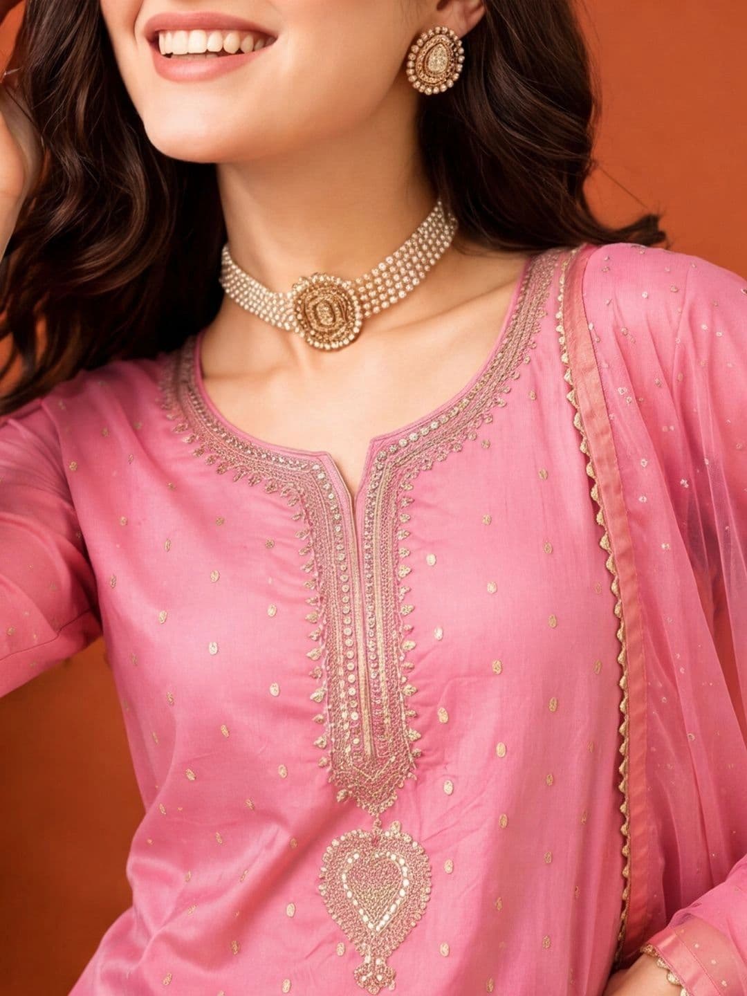 Anouk Women Printed Regular Kurta with Trousers & With Dupatta thumbnail 4