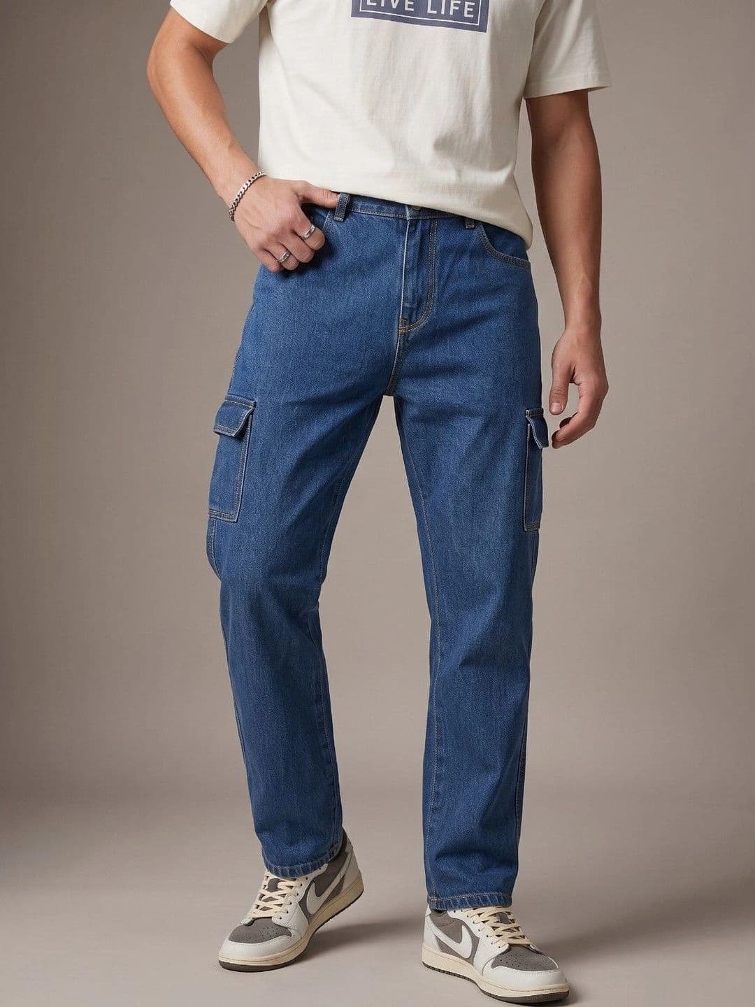 R.Code by The Roadster Life Co. Men Classic Regular Fit Mid-Rise Stretchable Jeans - view 1