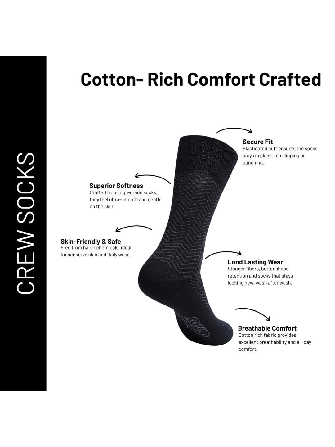 SocksXpress Formal Striped Men Crew Socks Pack of 4 thumbnail 3