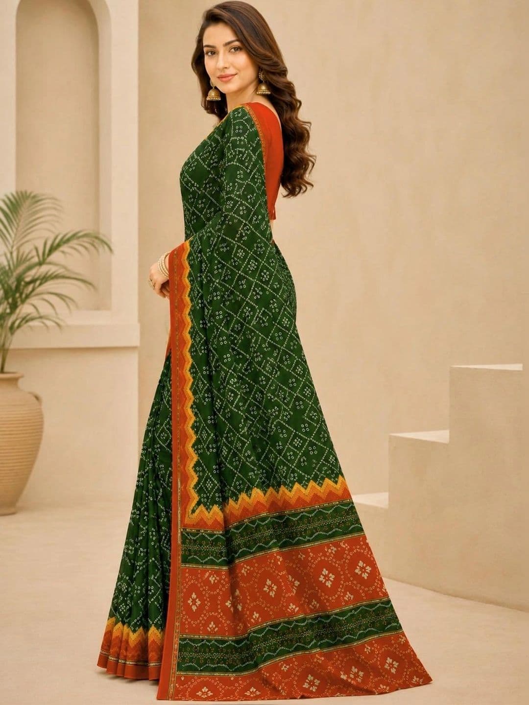 SAMANTHA Bandhani Poly Georgette Leheriya Saree thumbnail 6