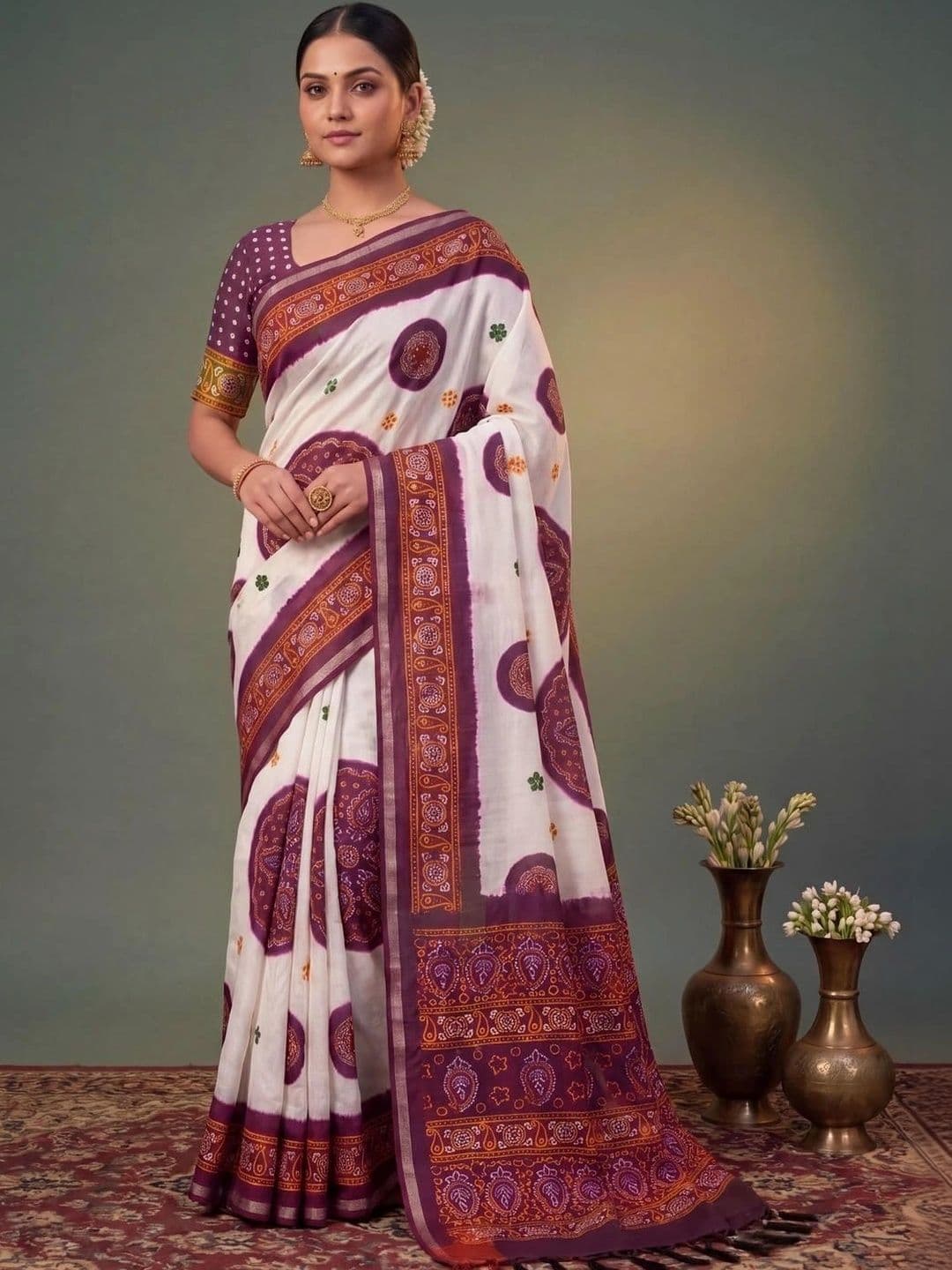 SAMANTHA Bandhani Zari Silk Blend Saree - view 1