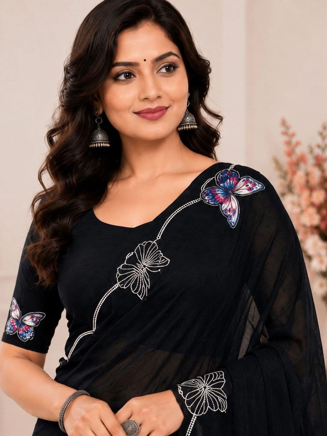 RENBRIZA Poly Georgette Saree thumbnail 3
