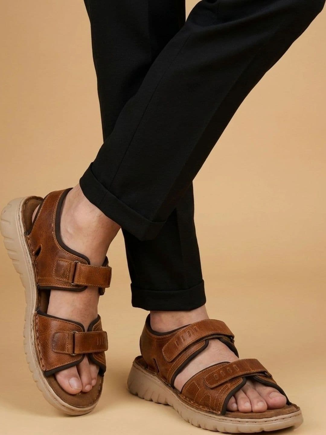 Mardi Gras Men Leather Comfort Sandals - view 1