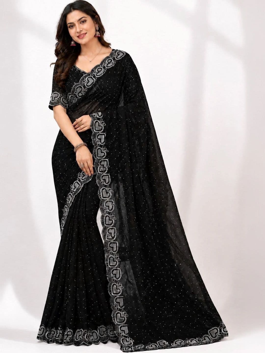 RENBRIZA Embellished Poly Georgette Saree - view 1