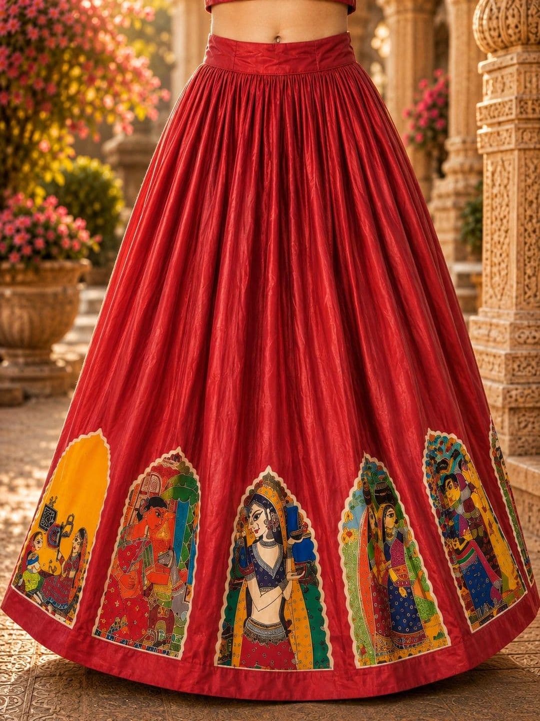 Sangria Girls Printed Thread Work Ready to Wear Lehenga & thumbnail 3
