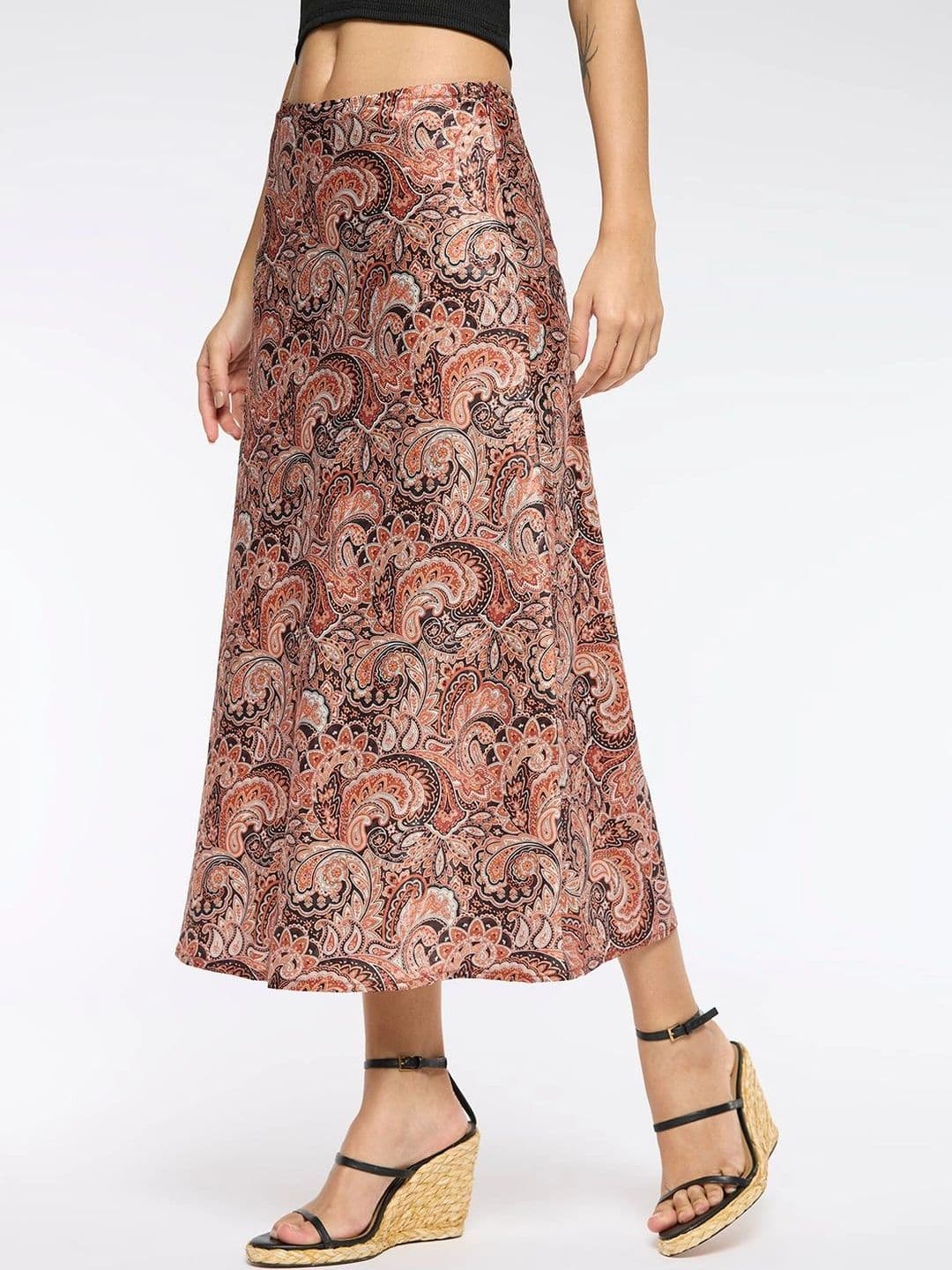 Chemistry Women Paisley Midi A-Line Skirt thumbnail 3