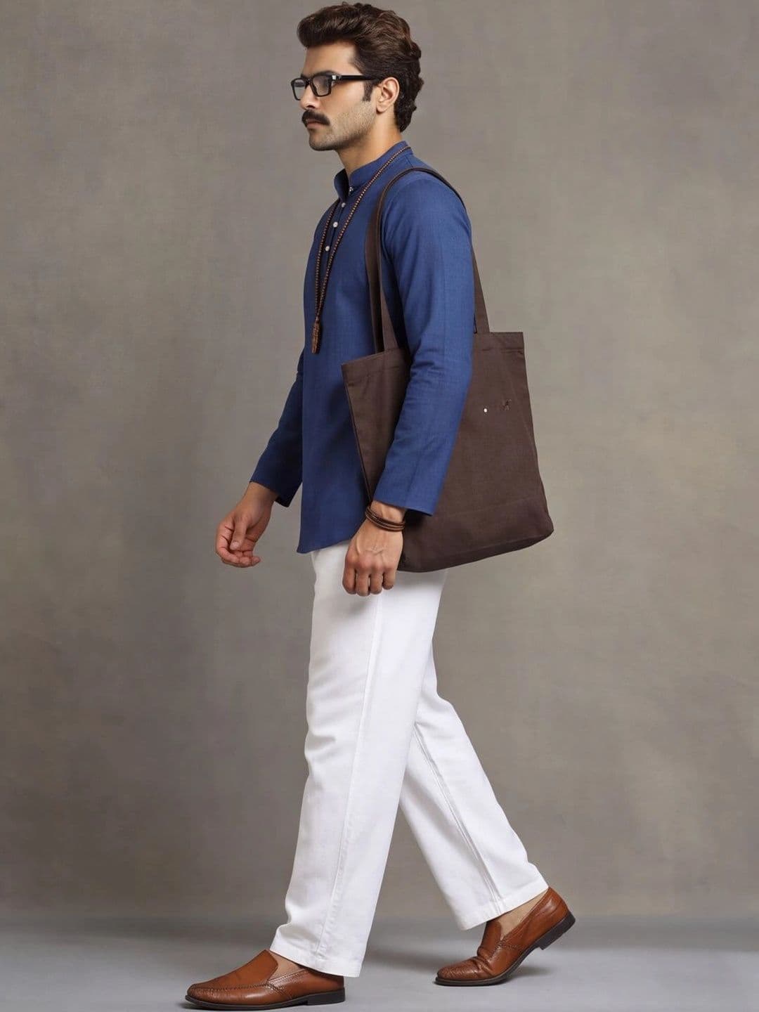 Navibhu Woven Design Solid Cotton Handloom Mandarin Collar Short Kurta thumbnail 6