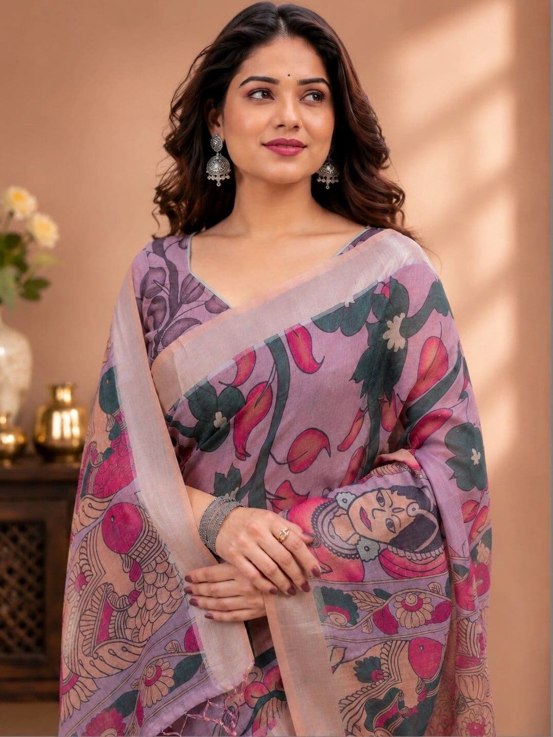 Moda Rapido Ethnic Motifs Linen Blend Bhagalpuri Saree thumbnail 3