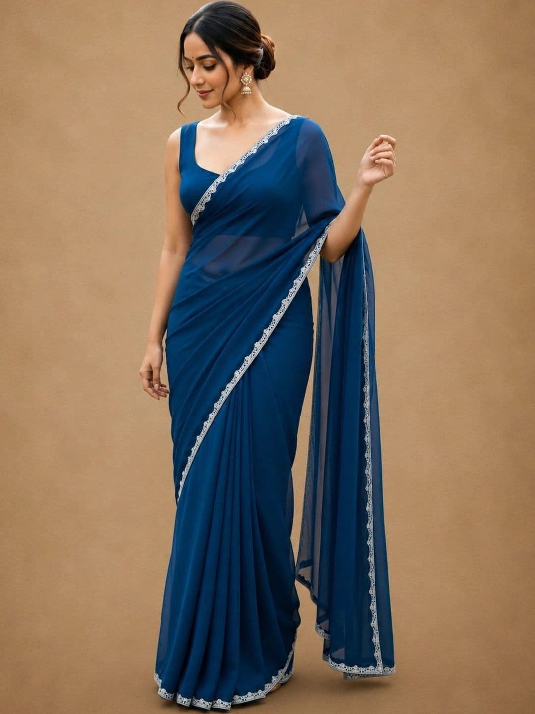 shreecre Pure Georgette Saree - view 1