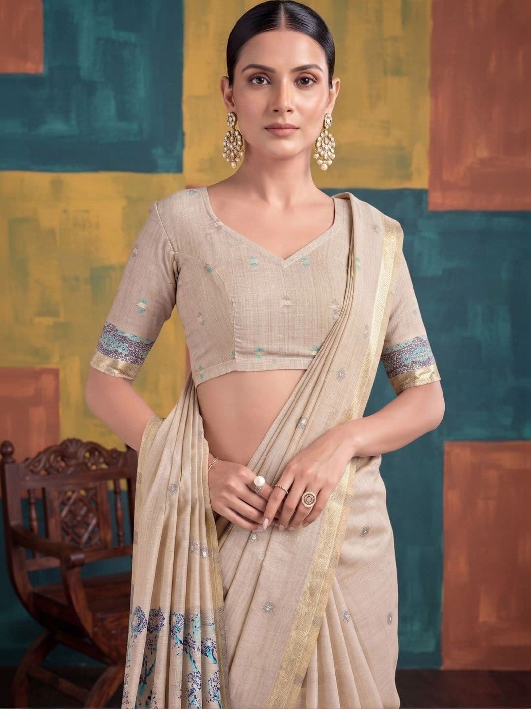 MONJOLIKA FASHION Zari Silk Cotton Designer Saree thumbnail 4