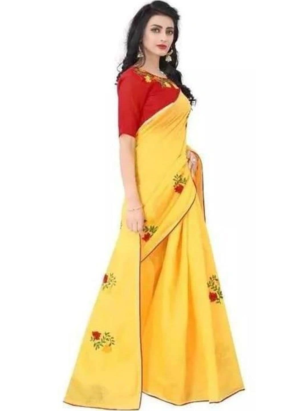 RENBRIZA Embroidered Silk Cotton Saree - view 1