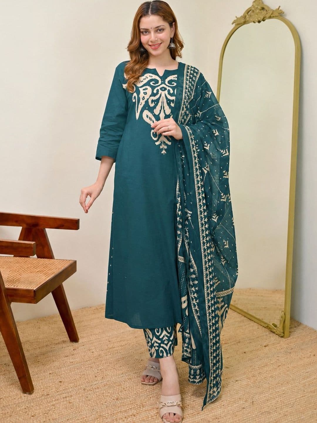 Anouk Women Ethnic Motifs Printed Regular Kurta with Trousers & With Dupatta - view 1