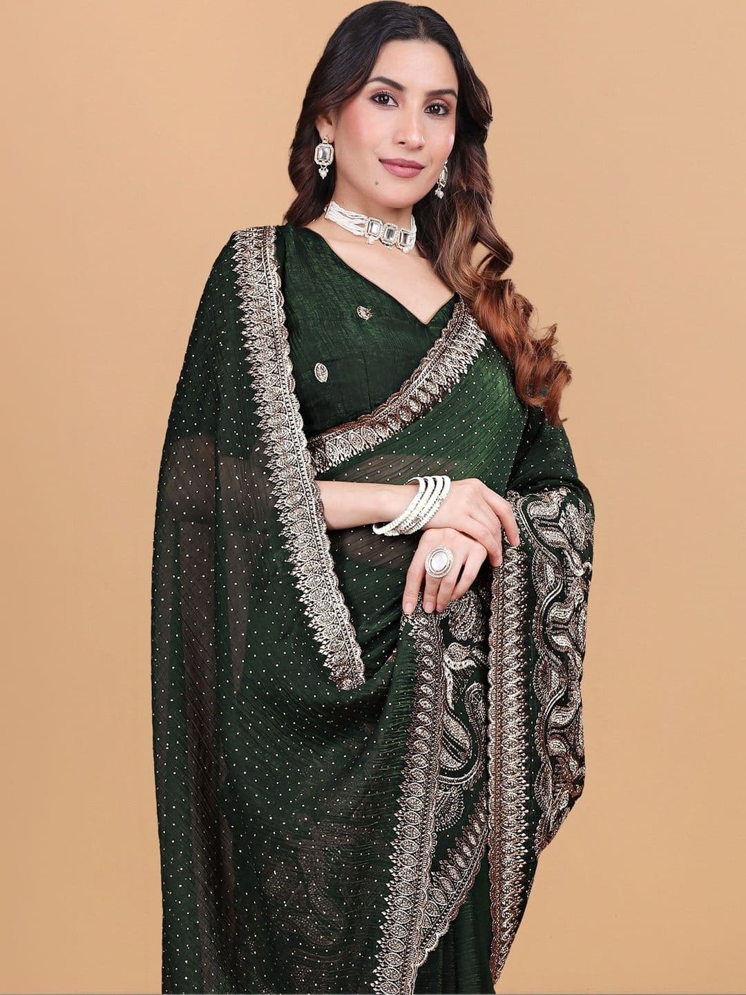 The Bag Street Embroidered Poly Crepe Chanderi Saree thumbnail 4