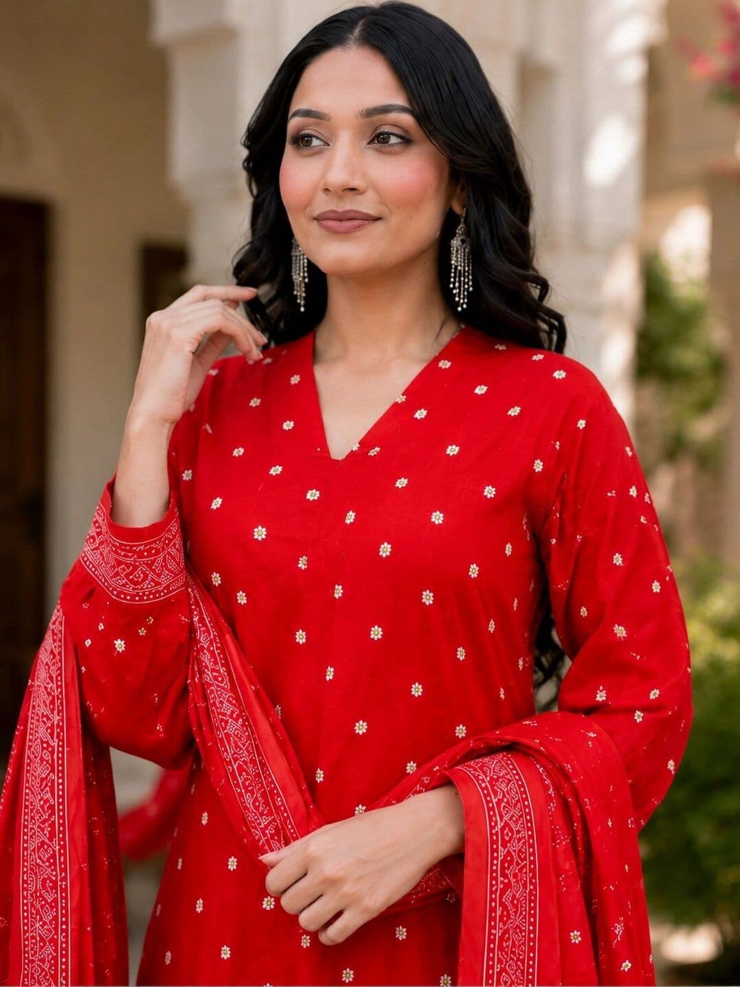 SANTOPERA DESIGNER Women Ethnic Motifs Printed Regular Kurta with Palazzos & With Dupatta thumbnail 4