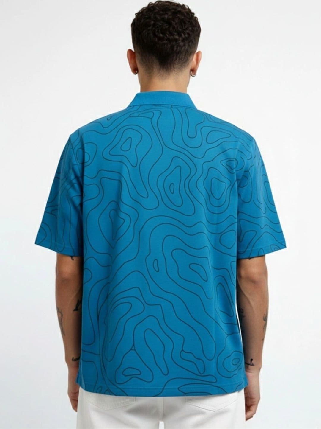 HERE&NOW Men Printed Polo Collar T-shirt thumbnail 4