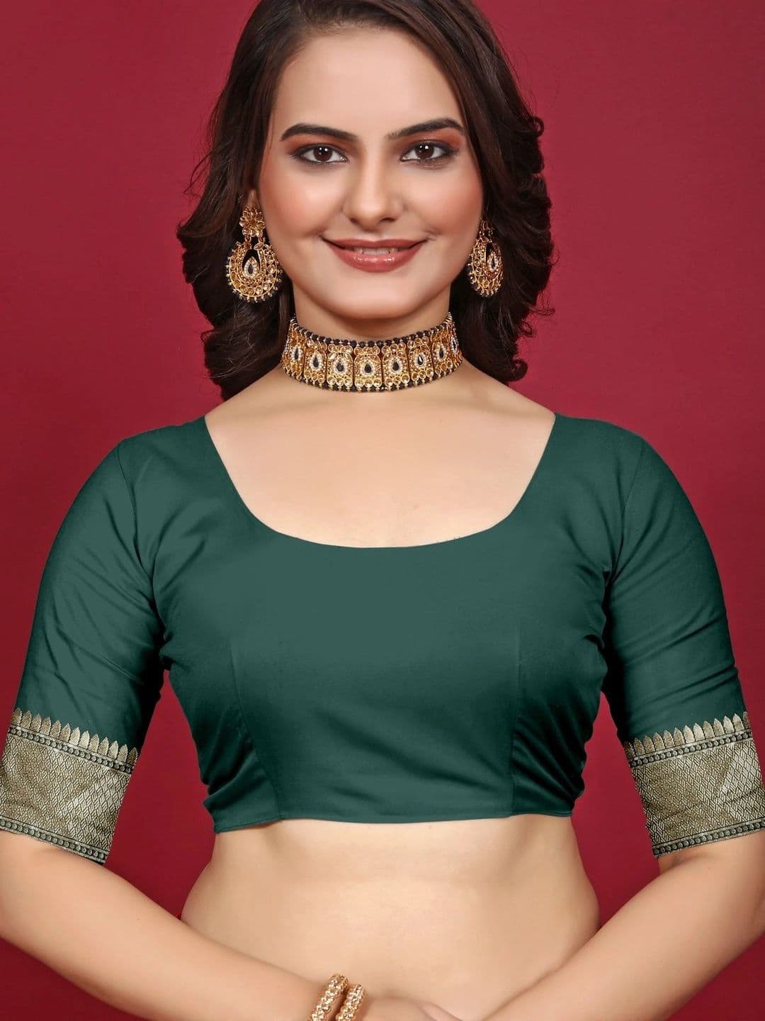 VS MALL Floral Zari Banarasi Saree thumbnail 3