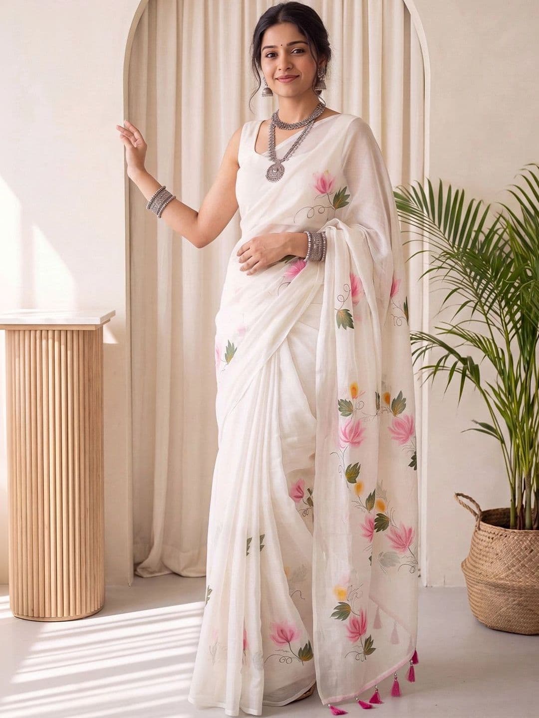 Anouk Floral Poly Chiffon Designer Saree thumbnail 5