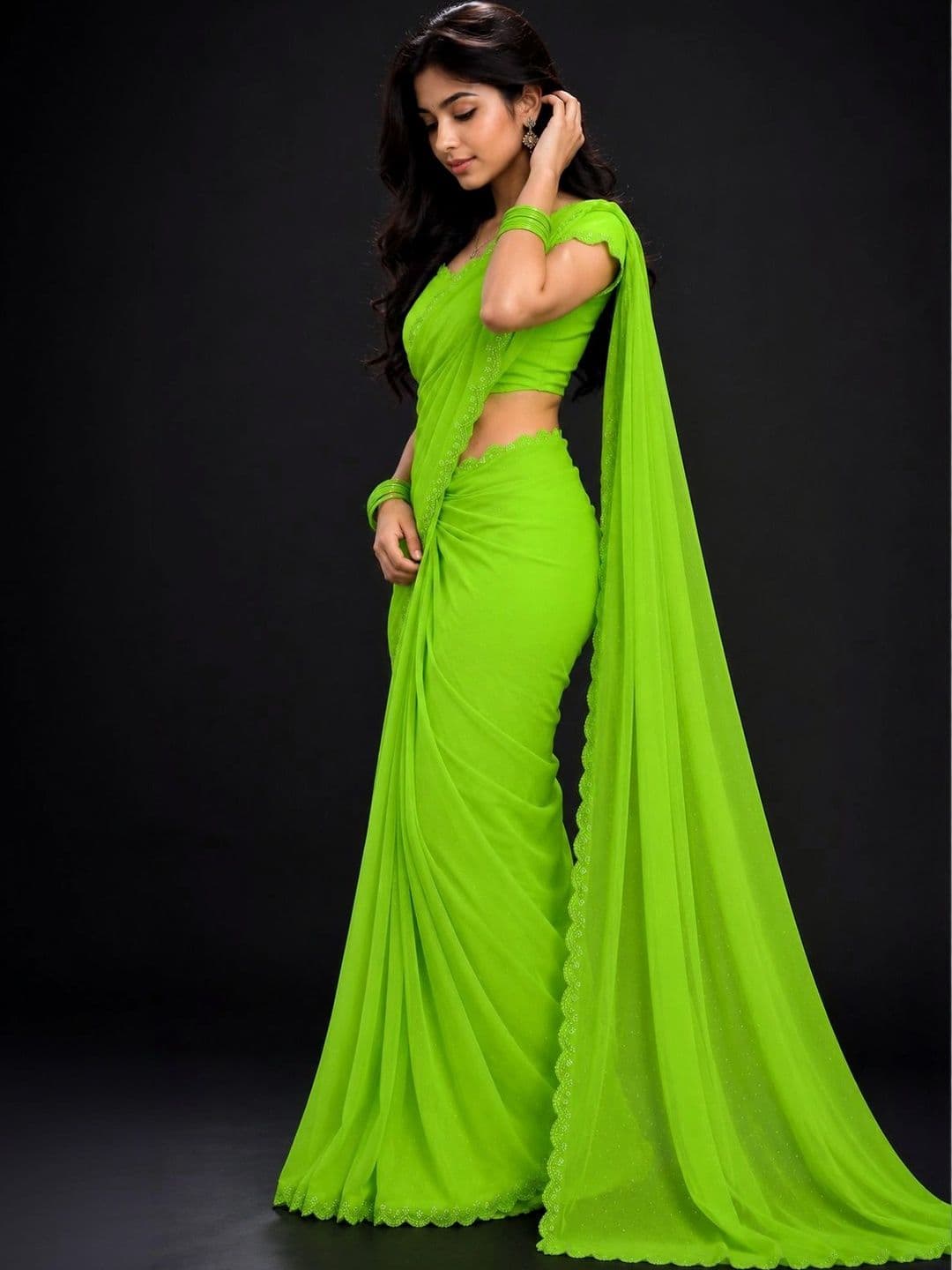 RENBRIZA Poly Georgette Saree thumbnail 2