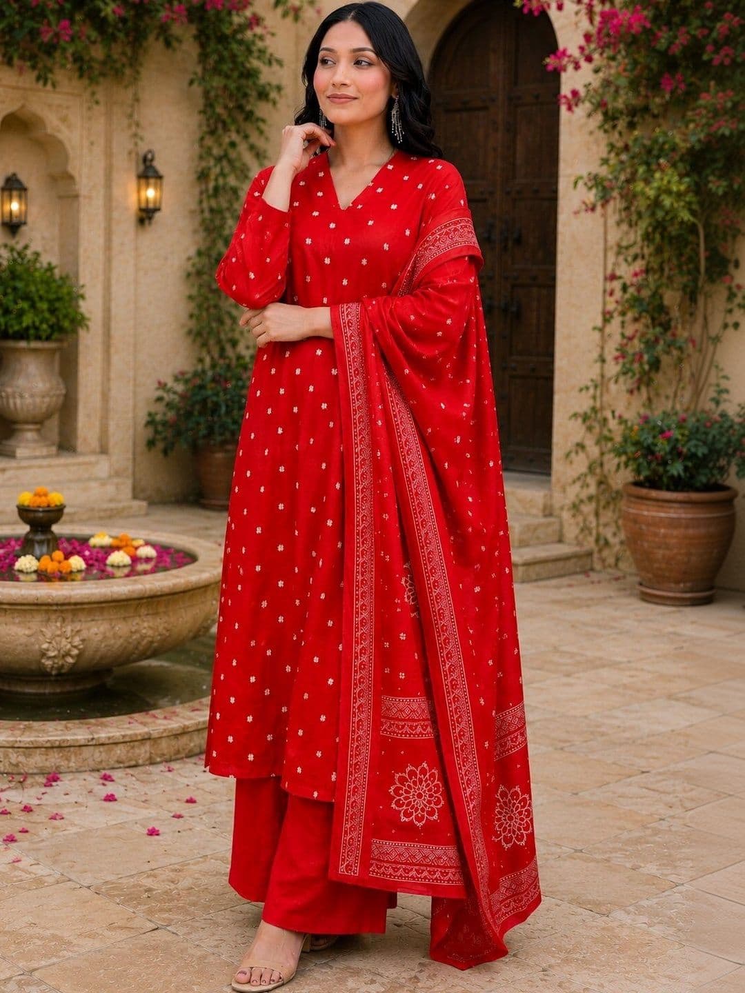 SANTOPERA DESIGNER Women Ethnic Motifs Printed Regular Kurta with Palazzos & With Dupatta - view 1