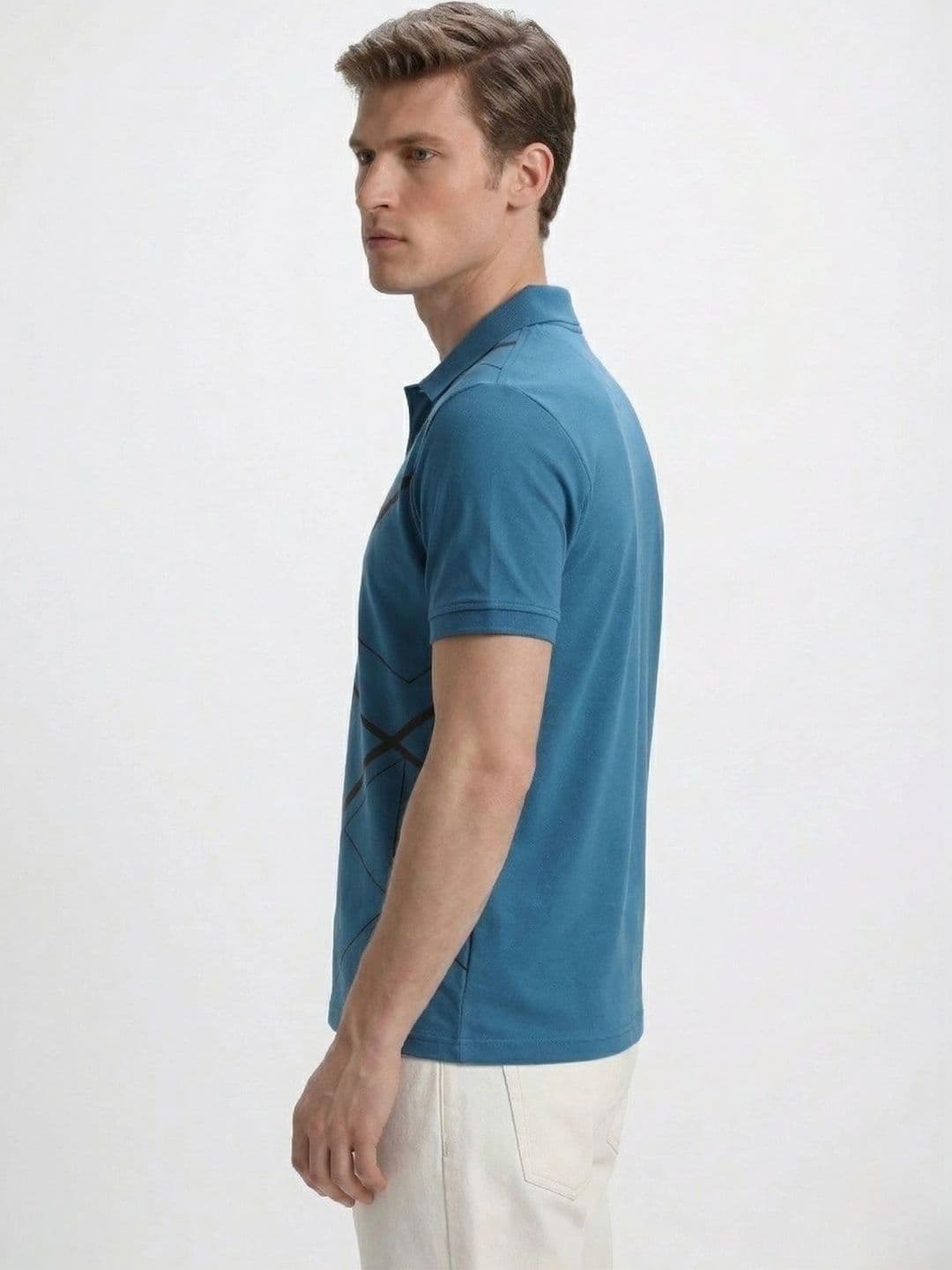 HERE&NOW Men Printed Polo Collar T-shirt thumbnail 5