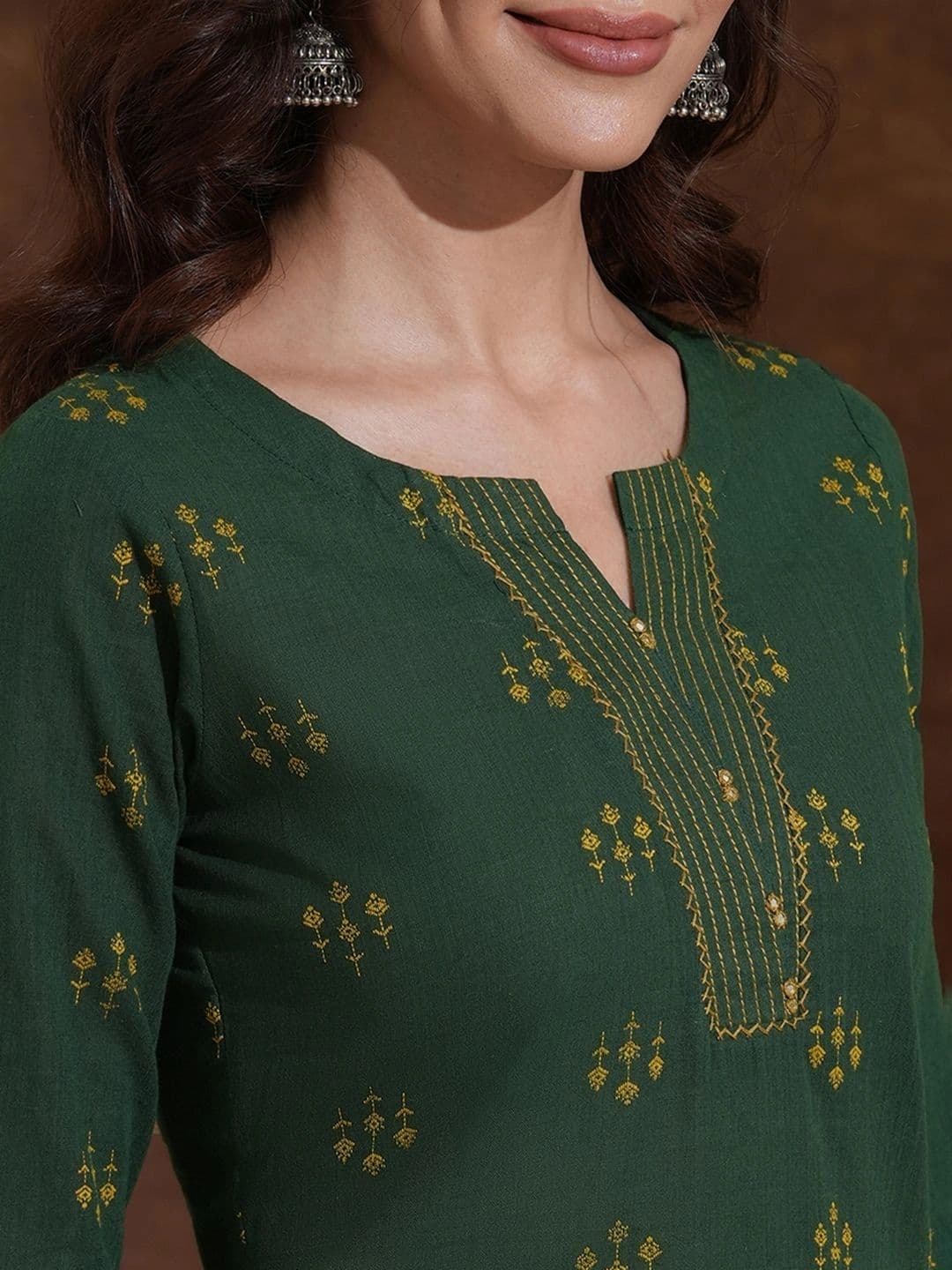 KAMI KUBI Women Ethnic Motifs Printed Thread Work Kurta thumbnail 6
