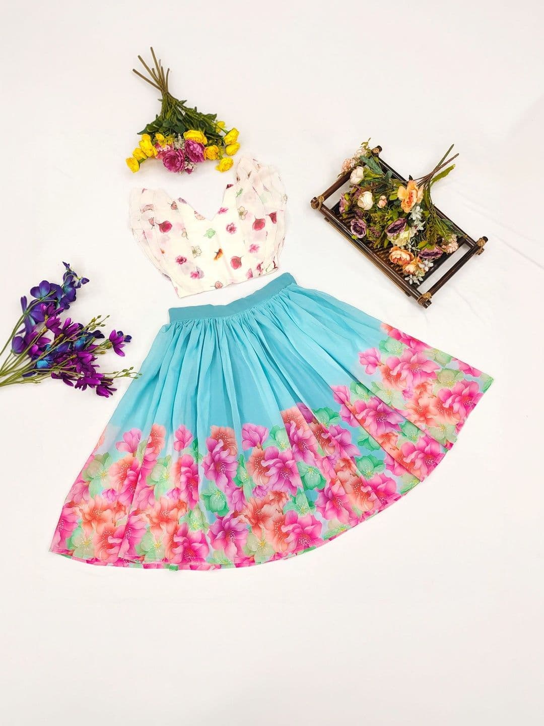 Sangria Girls Printed Ready to Wear Lehenga & thumbnail 2