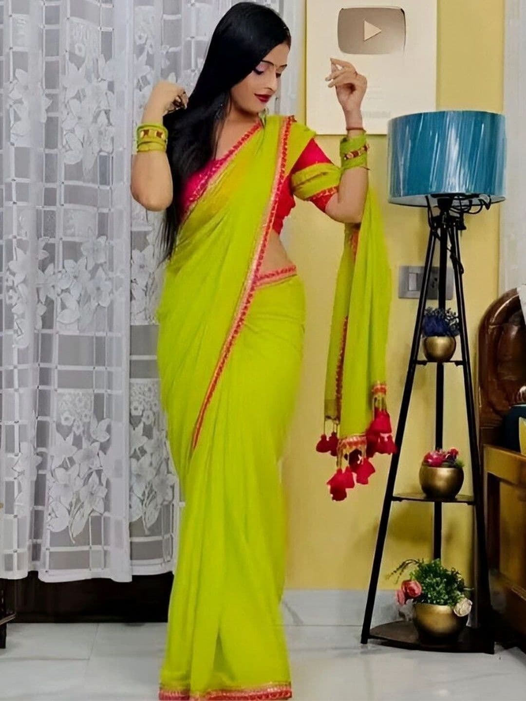 RENBRIZA Poly Georgette Saree thumbnail 3