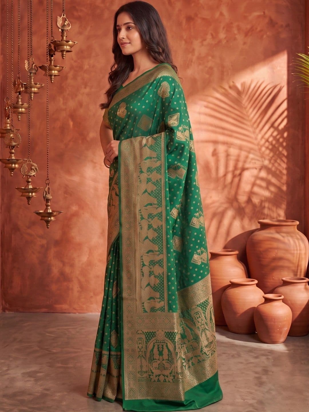 ROOP RADHIKA Woven Design Zari Silk Blend Designer Banarasi Saree thumbnail 5