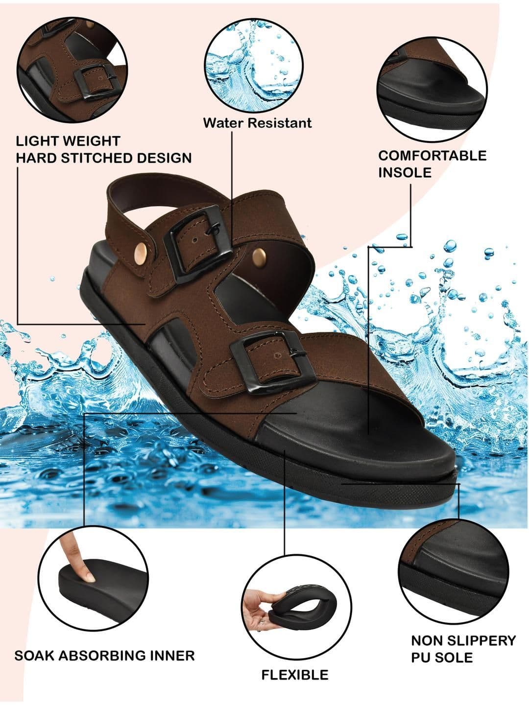 G L Trend Brown Leather Sandals thumbnail 6