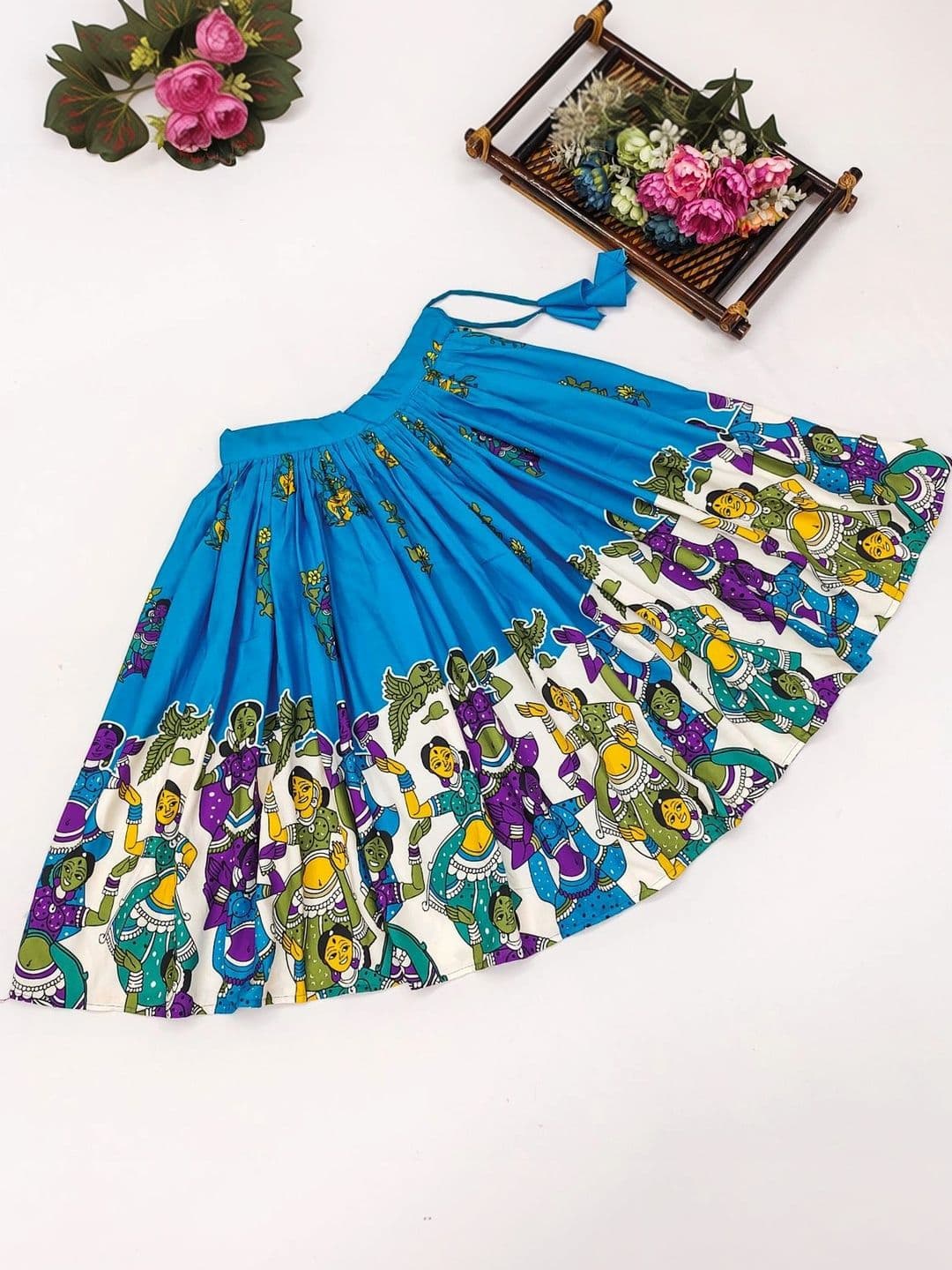 Sangria Girls Printed Kalamkari Ready to Wear Lehenga & Blouse With Dupatta thumbnail 4