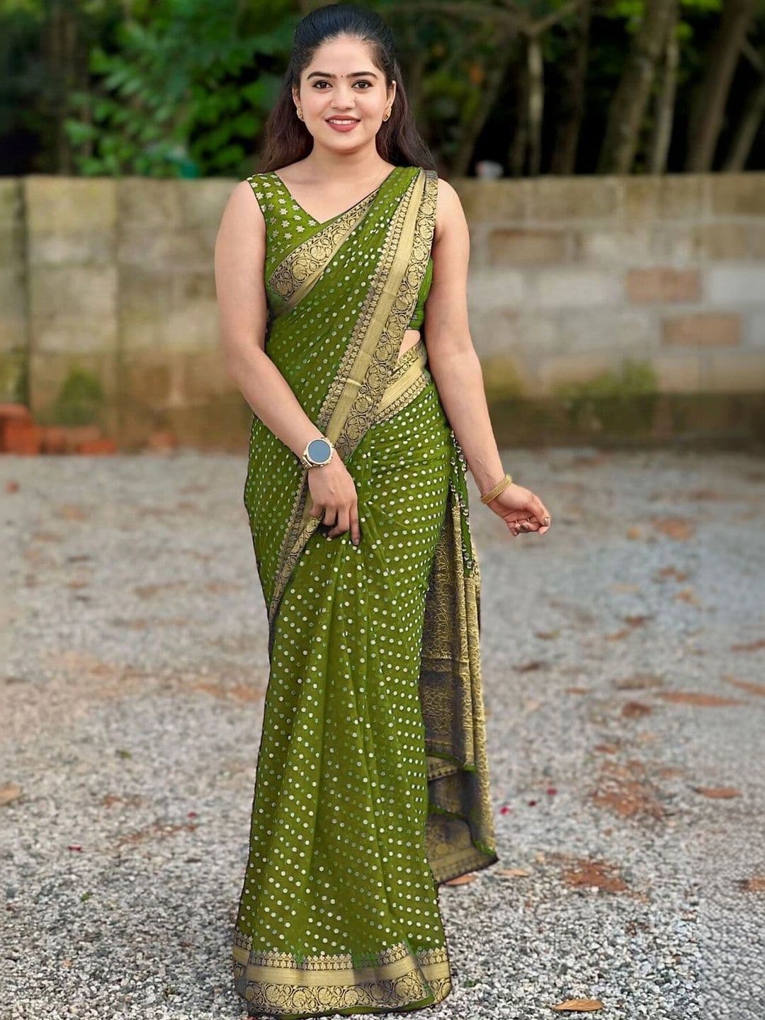 VS MALL Bandhani Zari Banarasi Saree - view 1