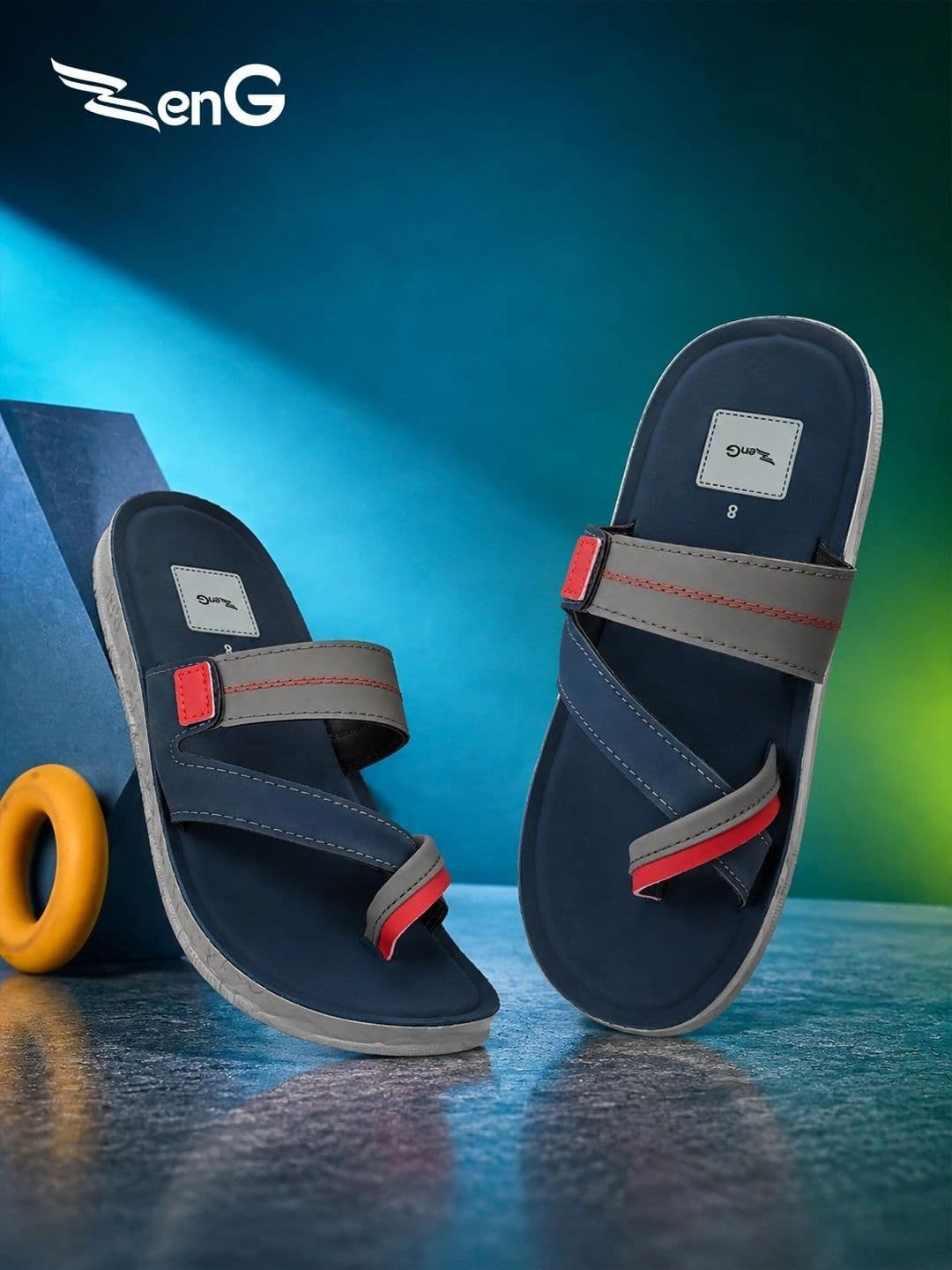 ZENG Men Colourblocked Thong Flip-Flops - view 1