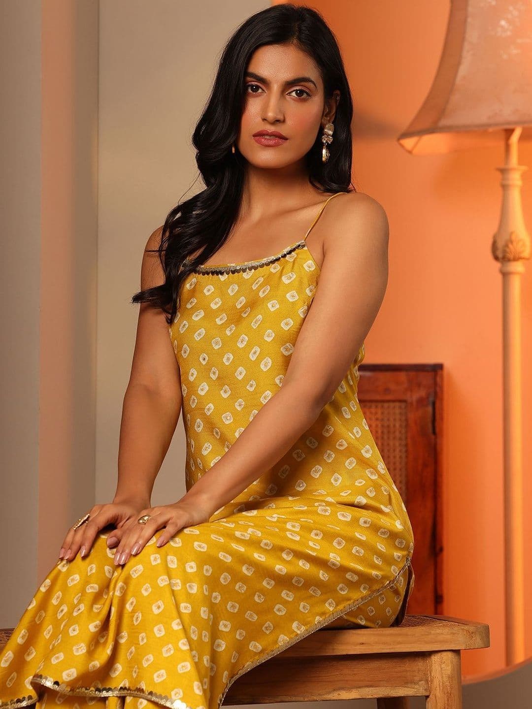 Libas Women Bandhani Printed Regular Kurta with Palazzos thumbnail 6