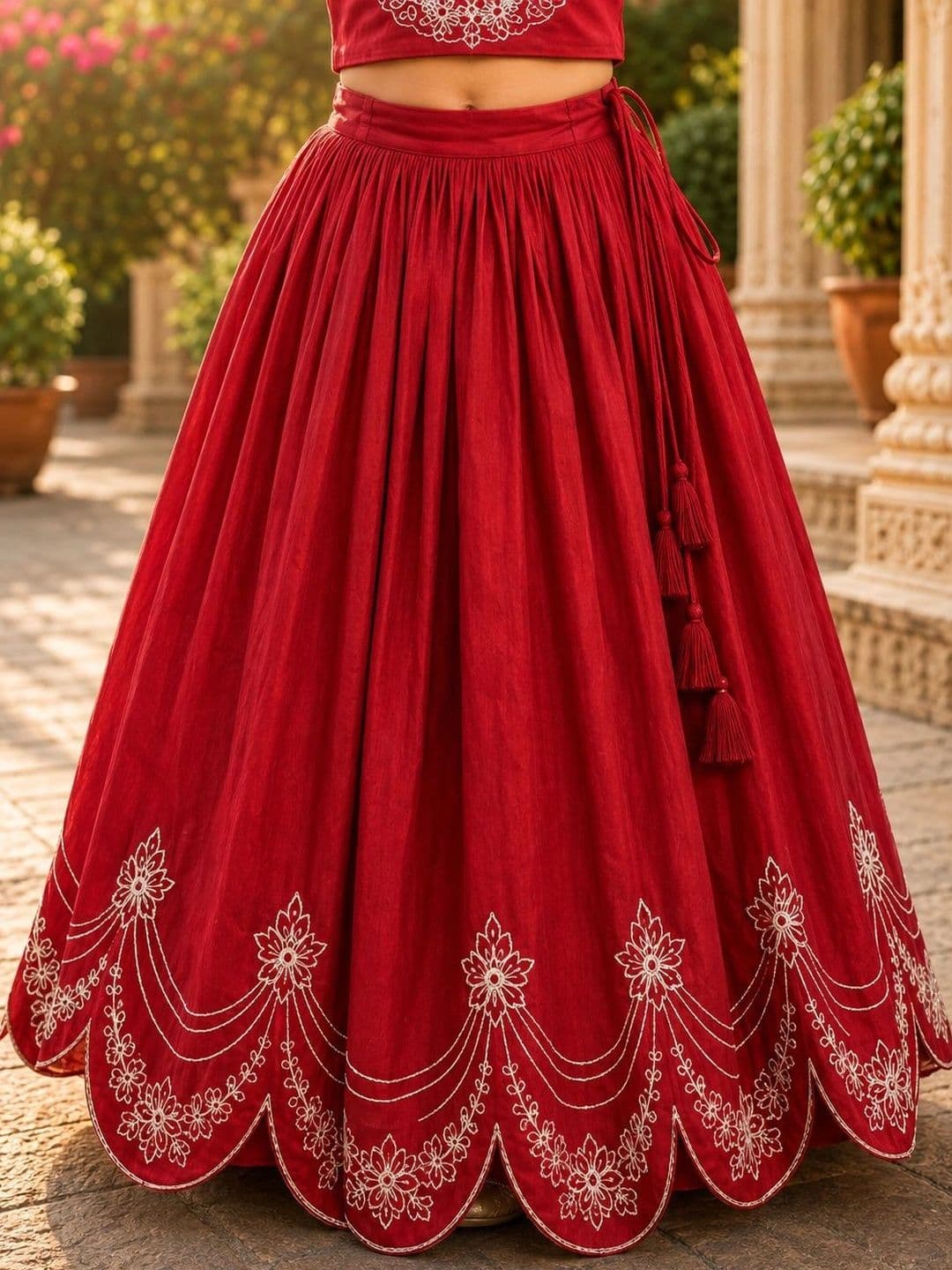 Sangria Girls Embroidered Thread Work Ready to Wear Lehenga & thumbnail 3