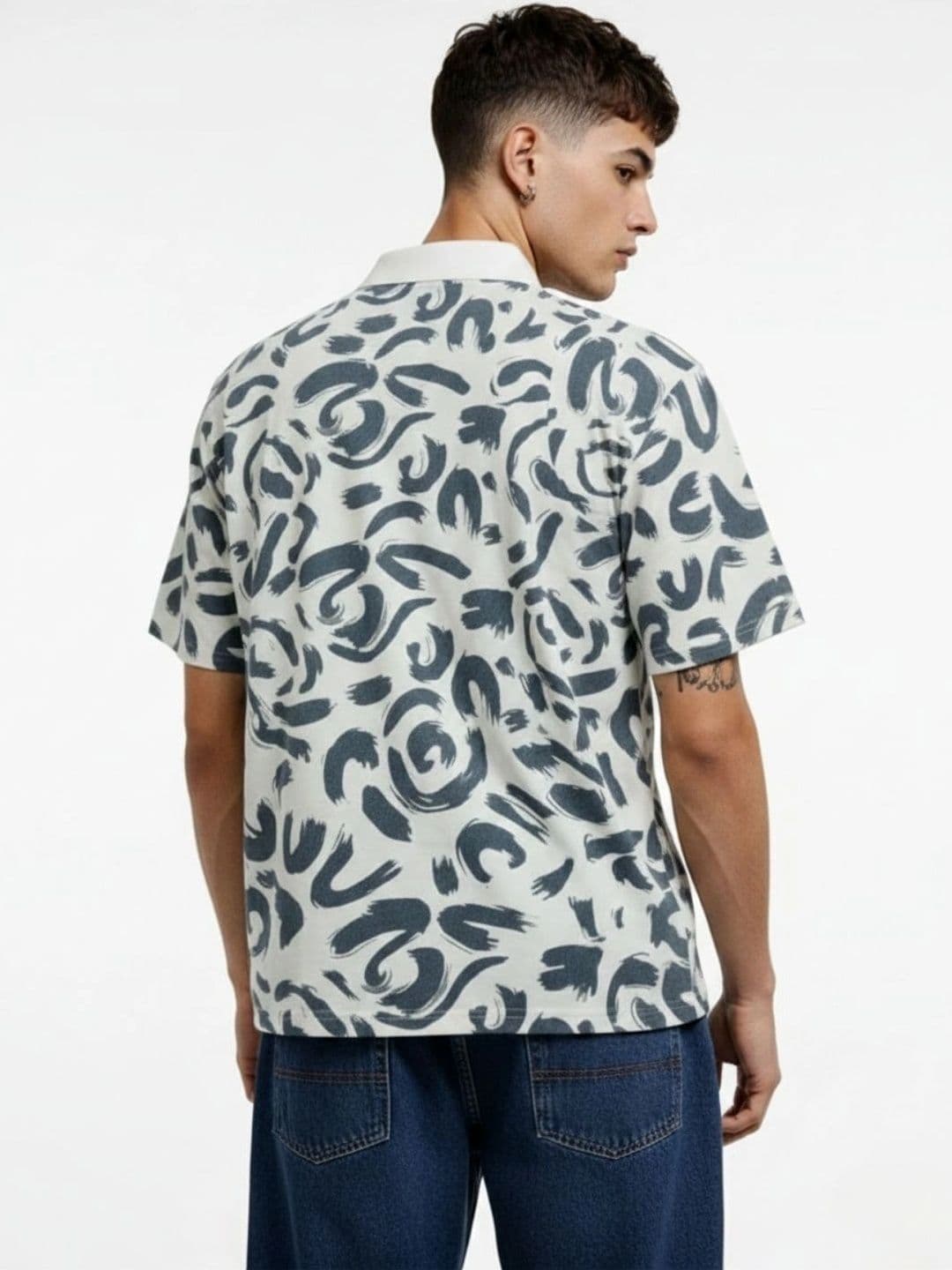 HERE&NOW Men Printed Polo Collar T-shirt thumbnail 3