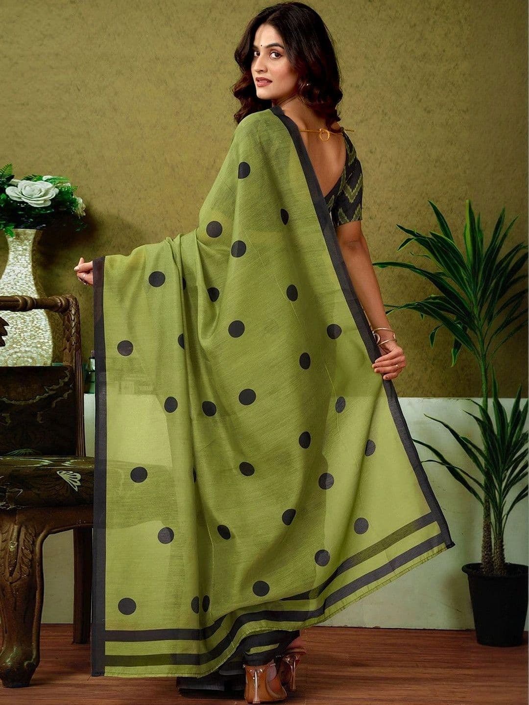 KALINI Polka Dot Fusion Saree thumbnail 7