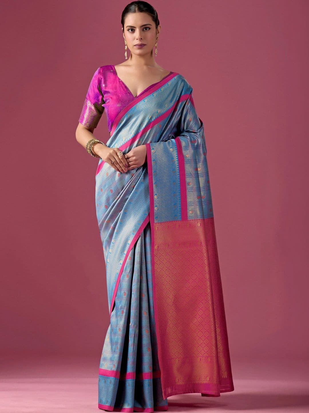 ERIKA Woven Design Zari Silk Blend Designer Kanjeevaram Saree - view 1
