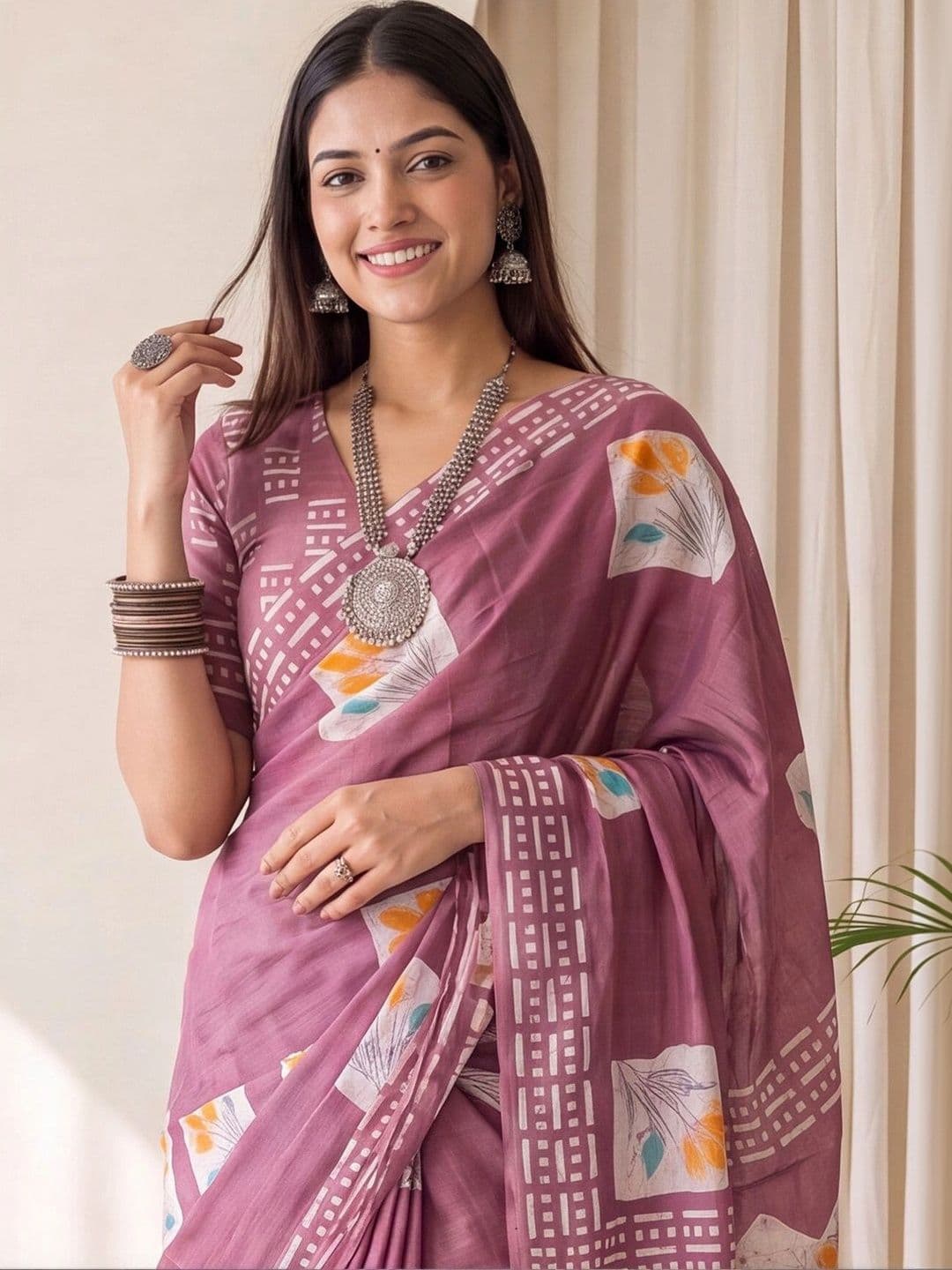 Anouk Designer Block Print Saree thumbnail 4