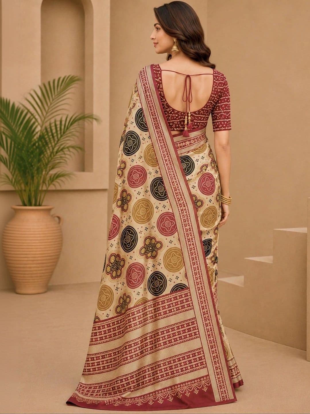 SAMANTHA Bandhani Poly Georgette Bandhani Saree thumbnail 4