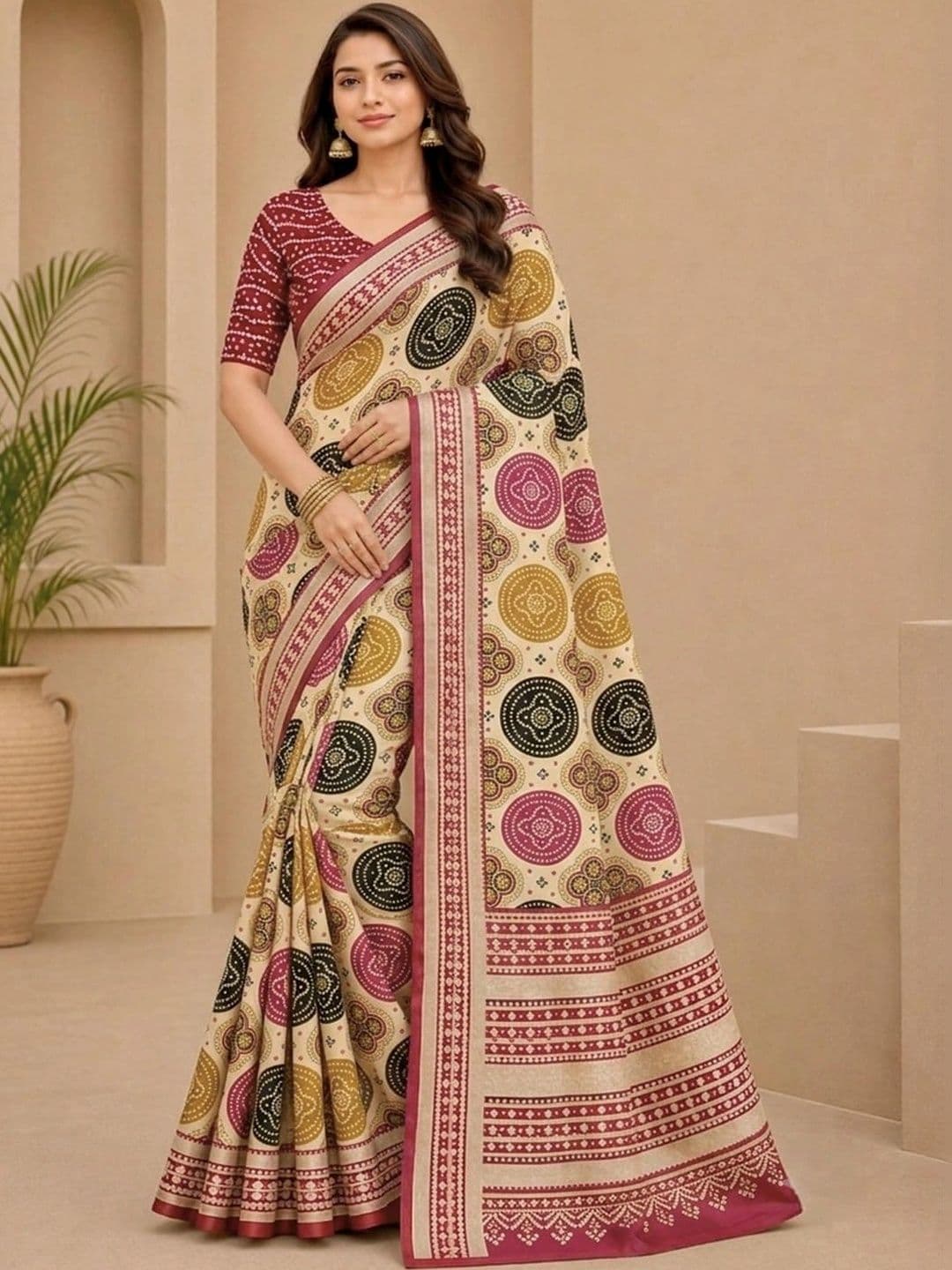 SAMANTHA Bandhani Poly Georgette Bandhani Saree - view 1