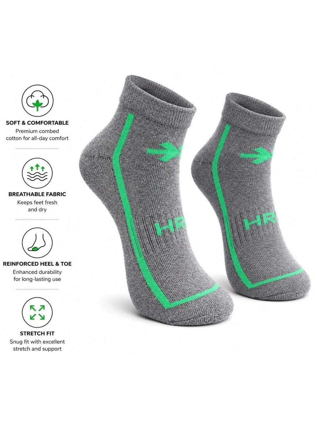 HRX by Hrithik Roshan Unisex Pack of 5 Cotton Blend Assorted Patterned Ankle Length Socks thumbnail 3