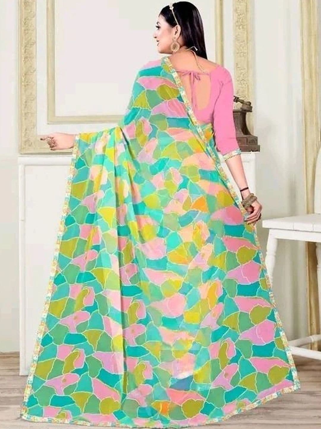 RENBRIZA Poly Georgette Saree - view 1