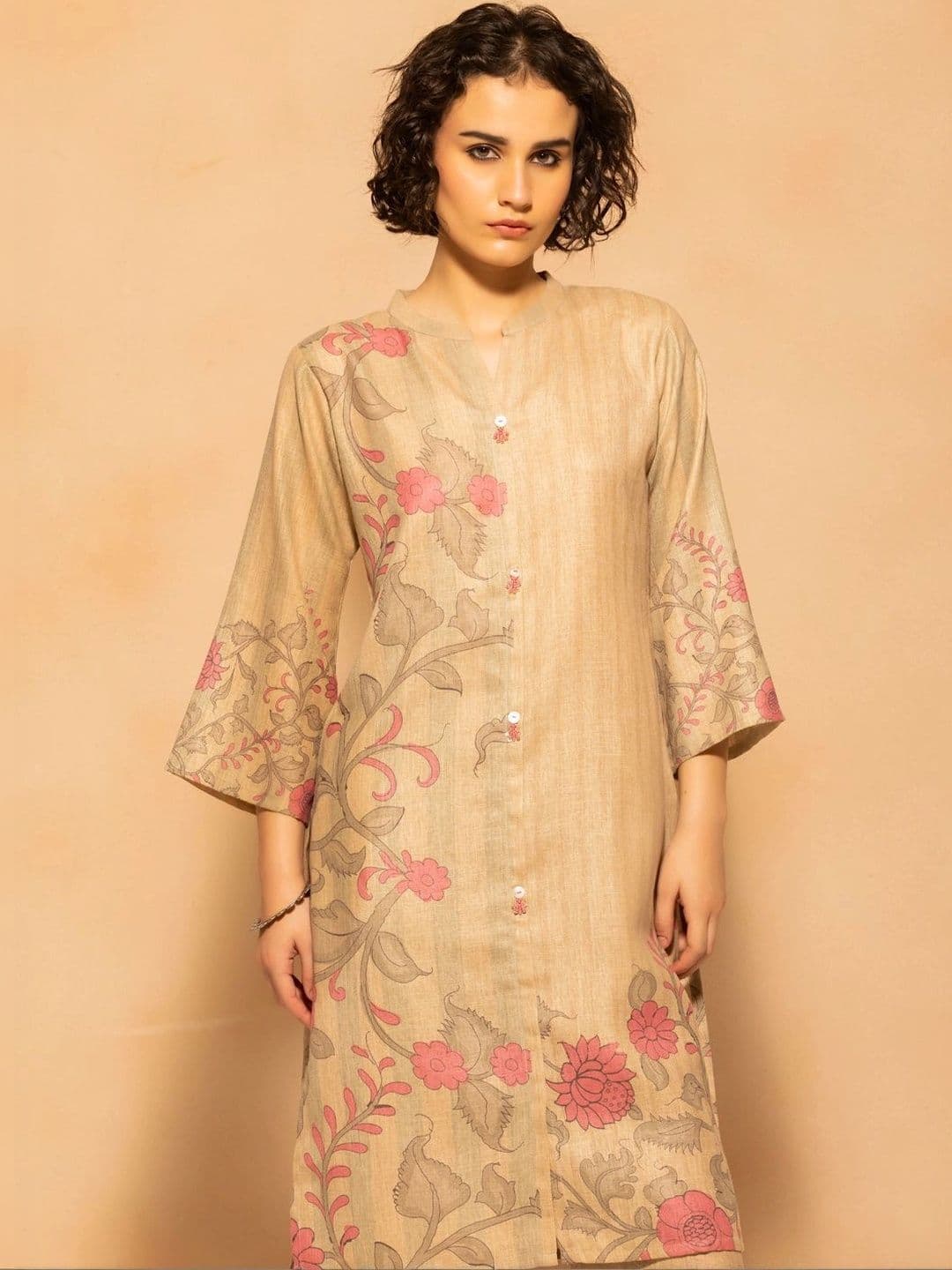 Sabhyata Women Floral Printed Regular Linen Kurta with Trousers & With Dupatta thumbnail 6