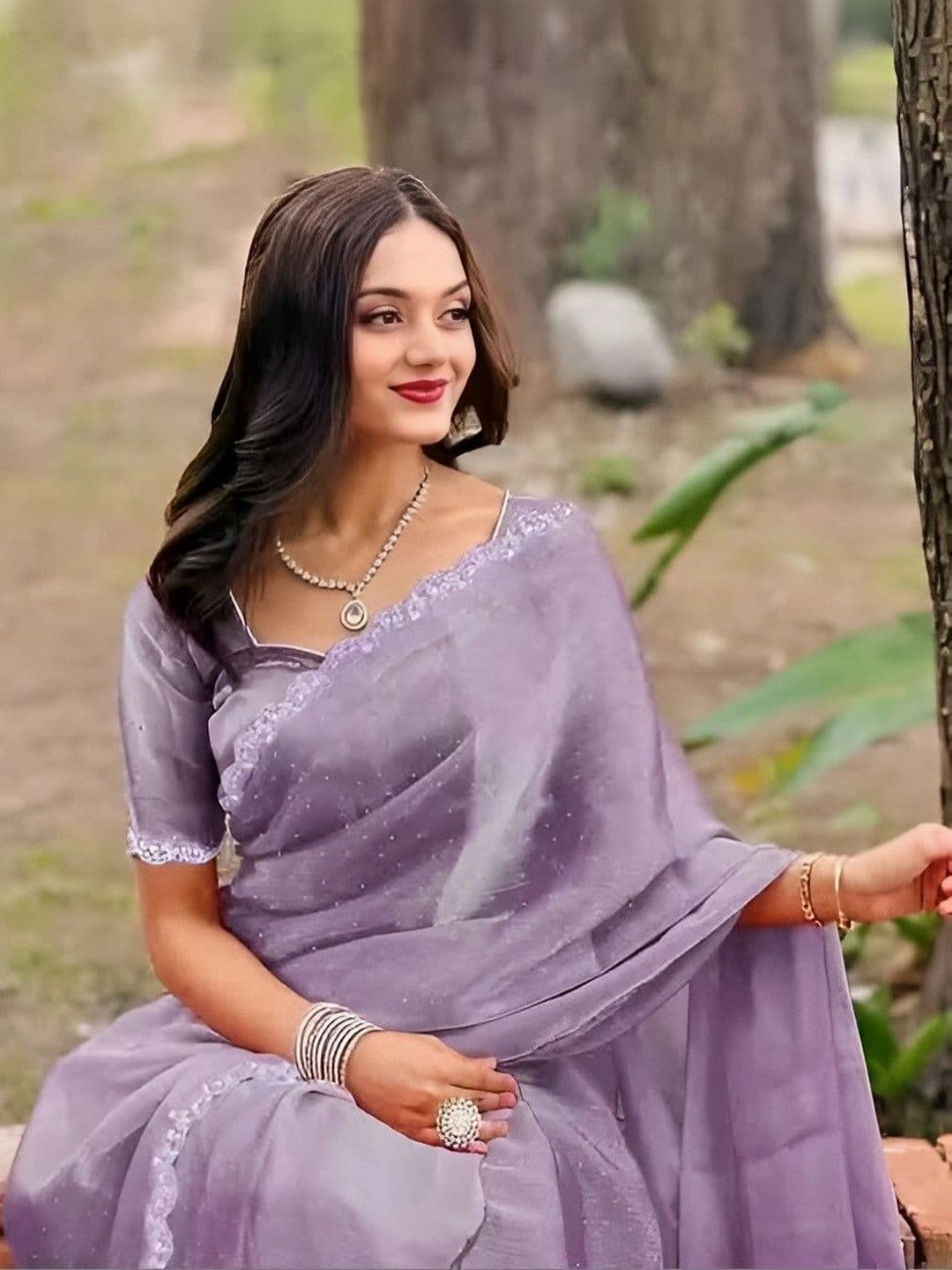 RENBRIZA Embellished Net Saree - view 1