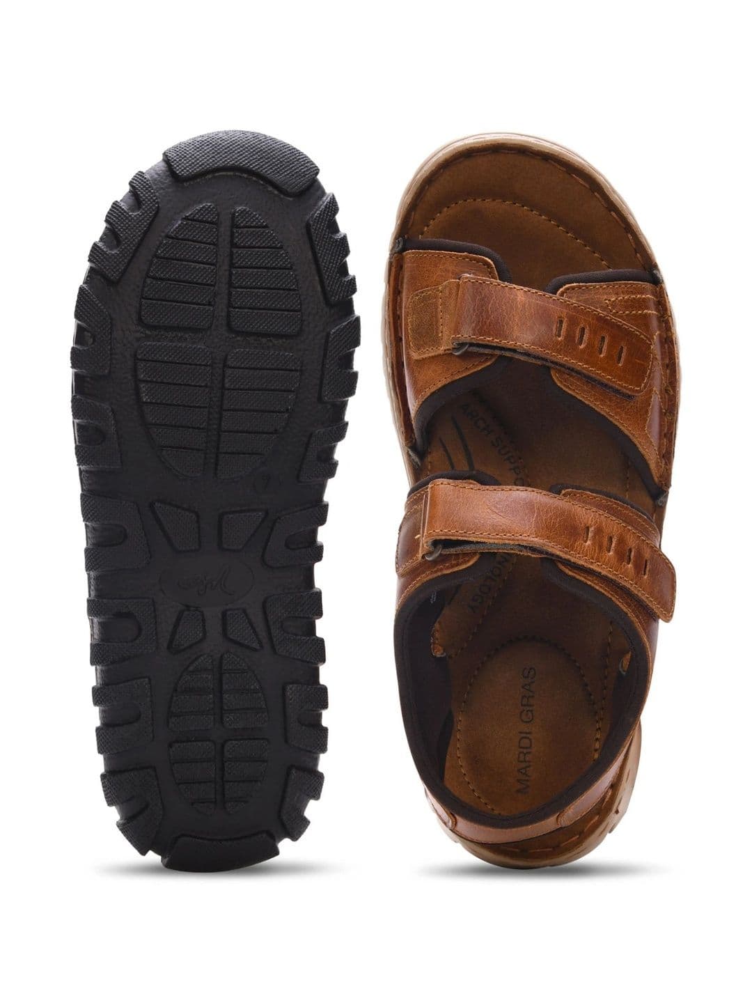 Mardi Gras Men Leather Comfort Sandals thumbnail 6