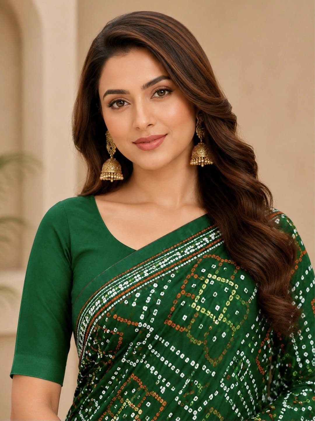 SAMANTHA Bandhani Poly Georgette Leheriya Saree thumbnail 4