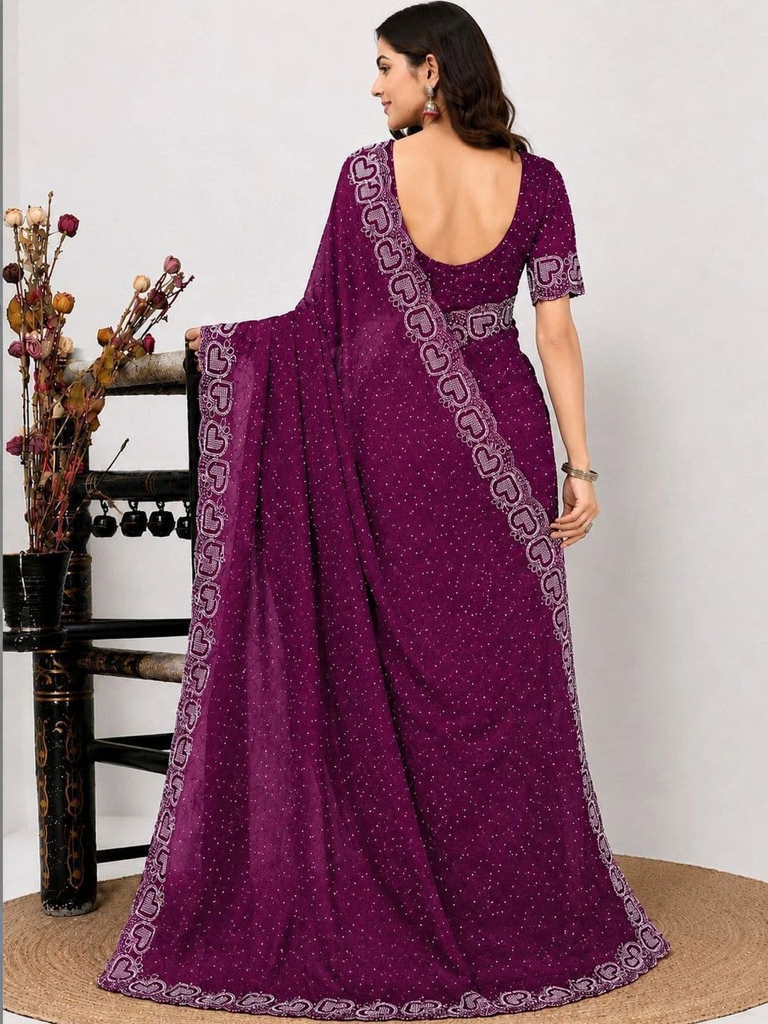 RENBRIZA Poly Georgette Saree thumbnail 4