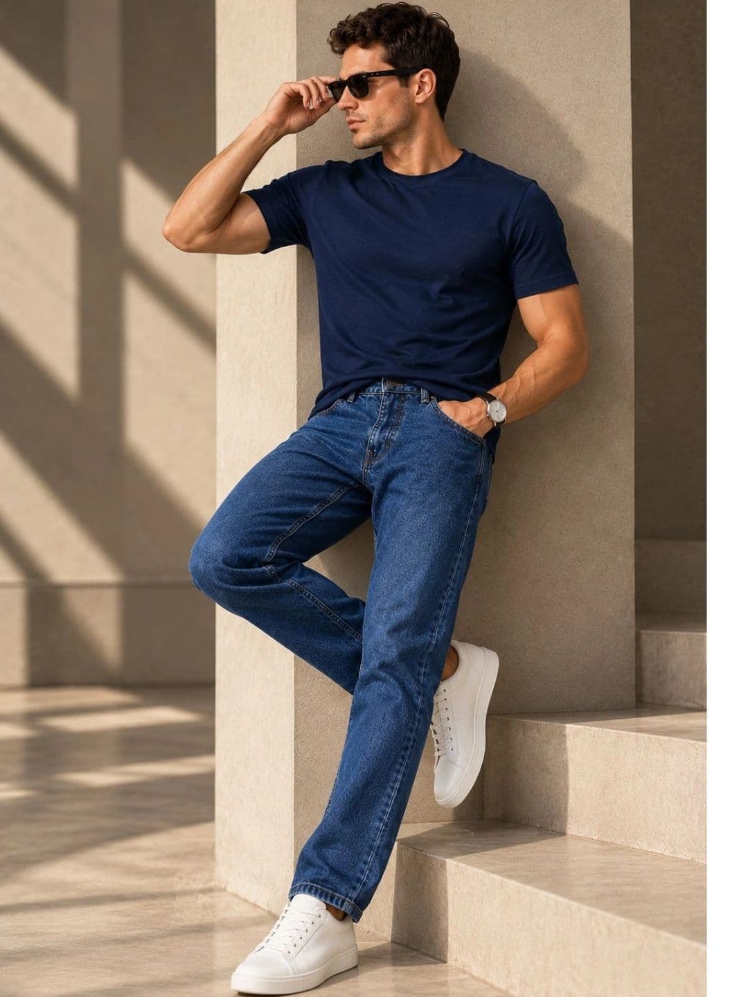 ZUSH Men Straight Fit Mid-Rise Printed Stretchable Jeans thumbnail 3
