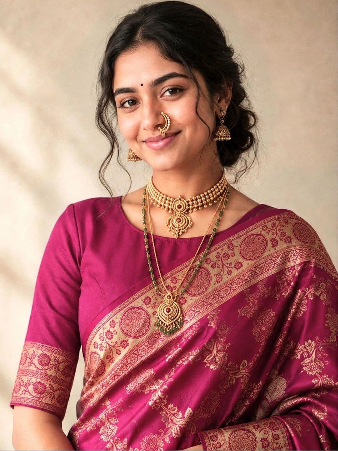 SAMANTHA Woven Design Zari Silk Blend Paithani Saree thumbnail 3
