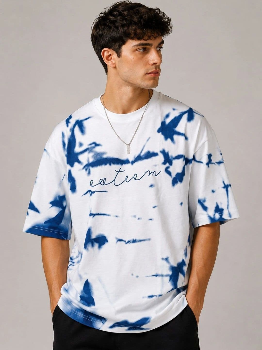 AEMA Men Oversized Tie and Dye T-shirt thumbnail 3
